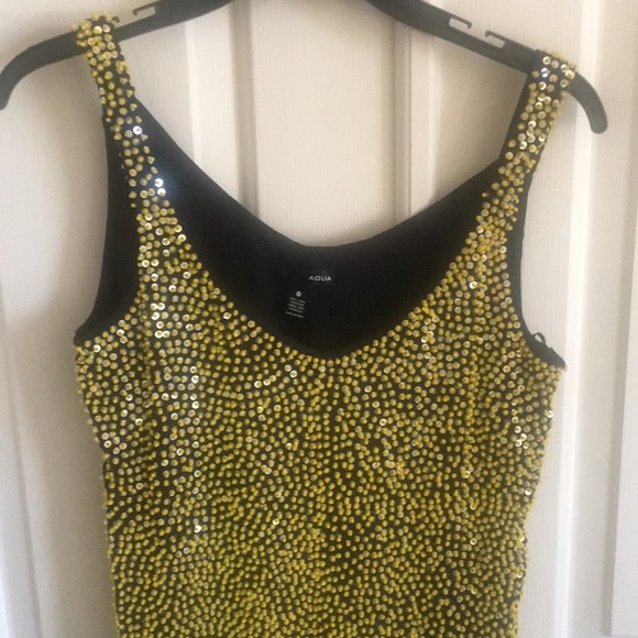 Aqua Tops - Aqua yellow sequin top